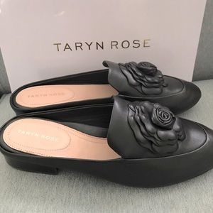 Taryn Rose Blythe Mules Sandals Black Leather New